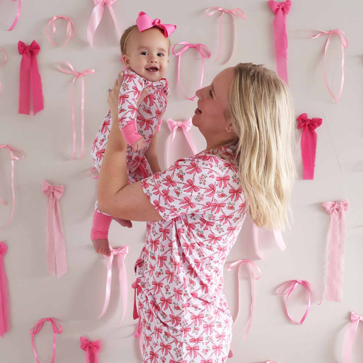 mom and baby matching two piece pajama set for women