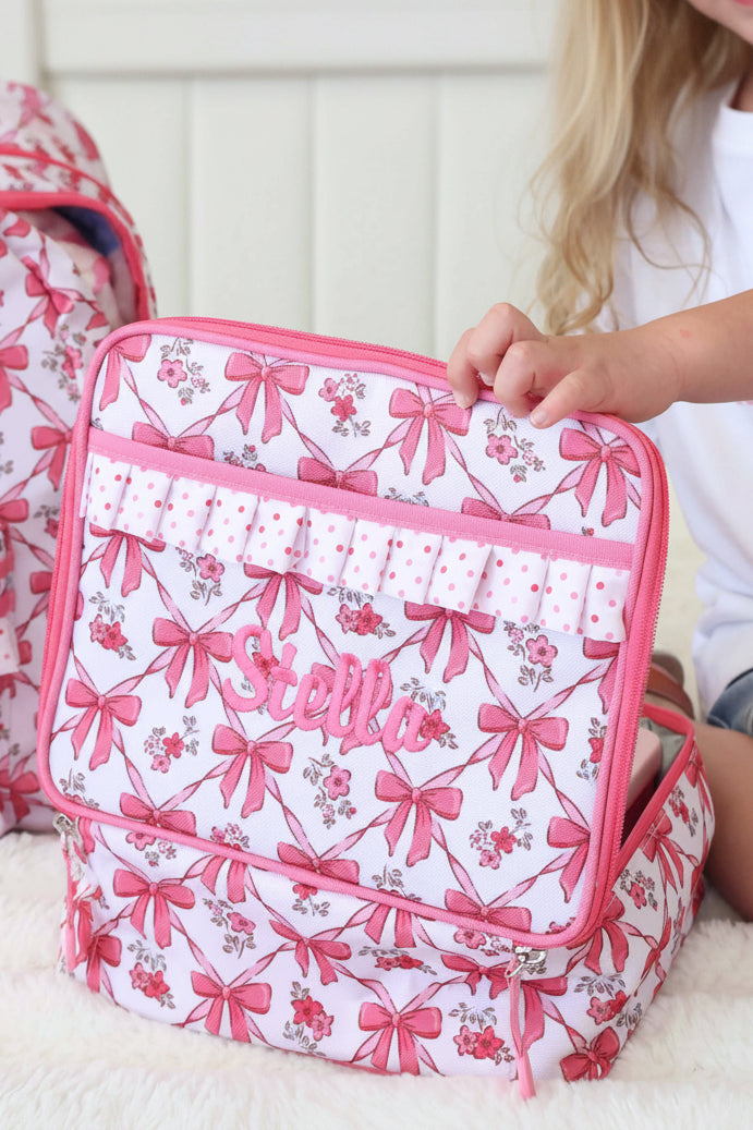 bow besties embroidered lunchbox for girls 