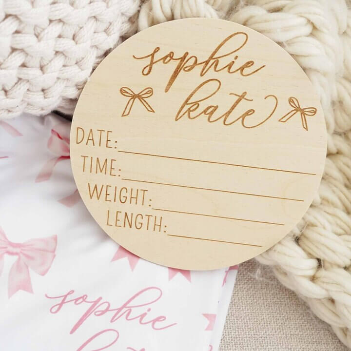 bows birth stat wood announcement 