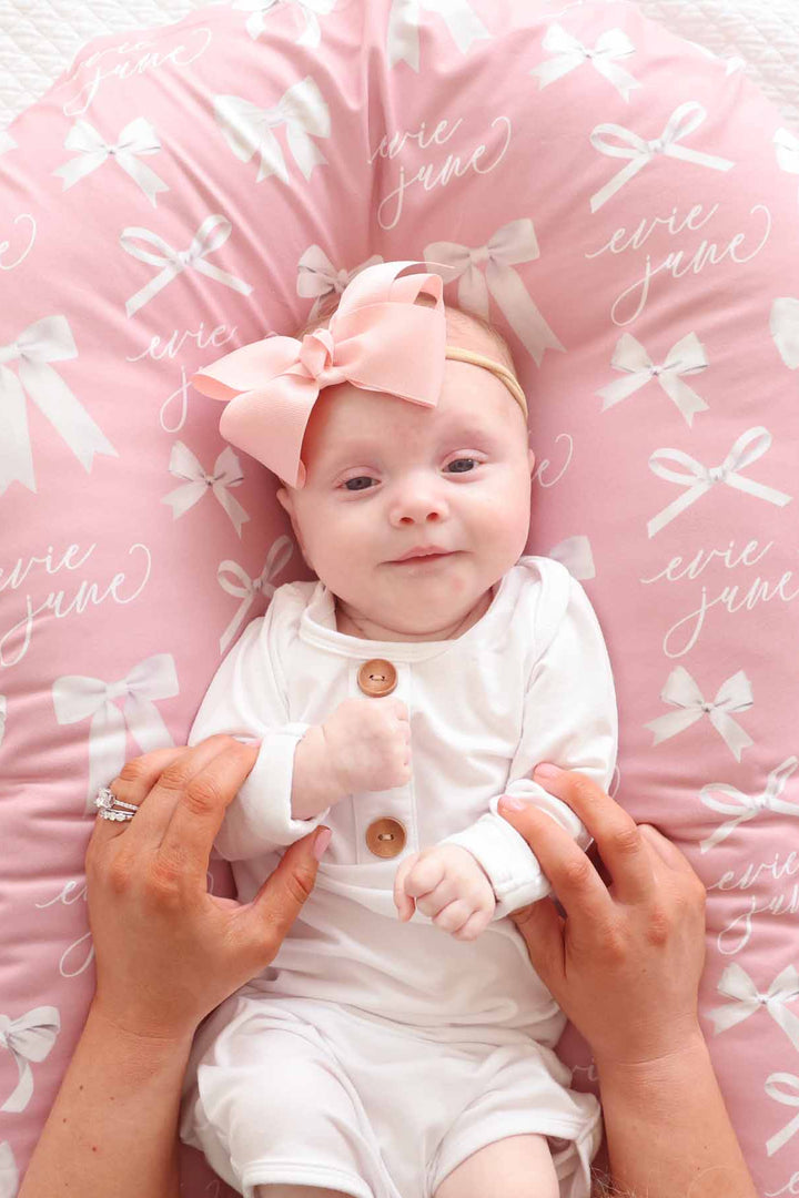 baby swaddle personalized with bows 