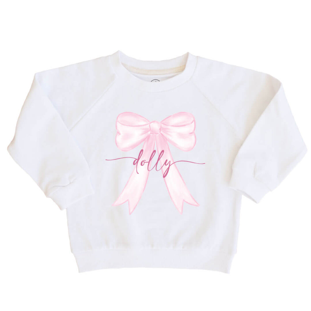 personalized kids sweatshirt with bow 