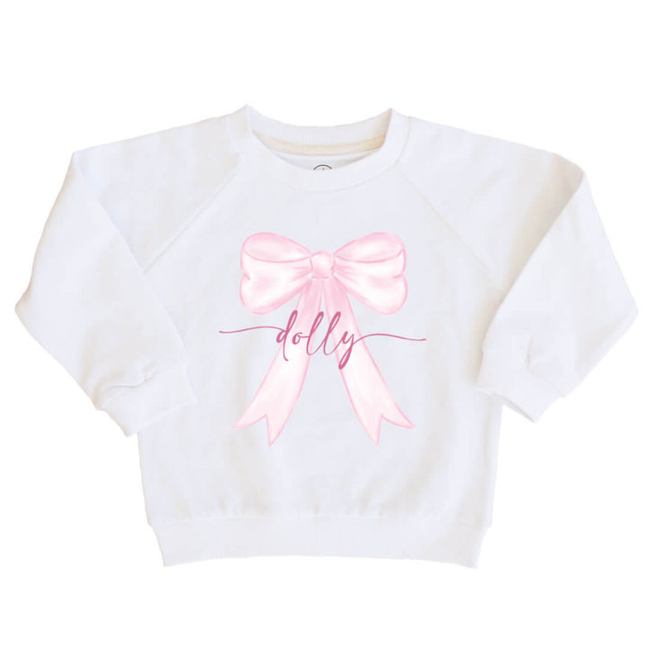 personalized kids sweatshirt with bow 