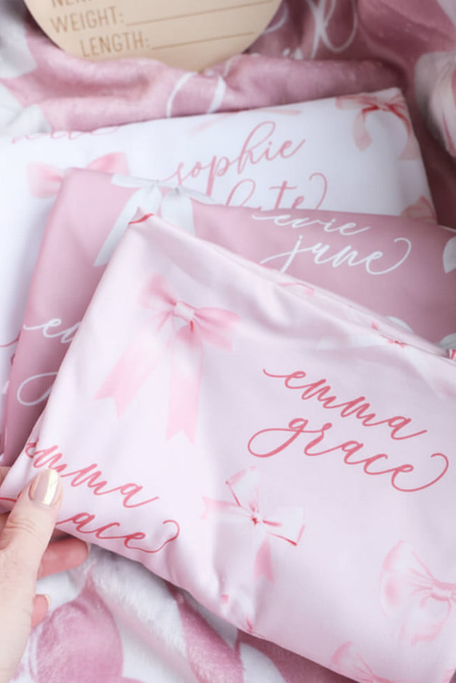 personalized bow swaddles 