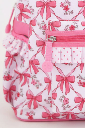 bow besties embroidered backpack for girls with back pocket 