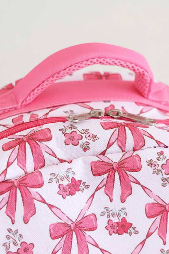 bow besties embroidered backpack for girls with padded top strap 