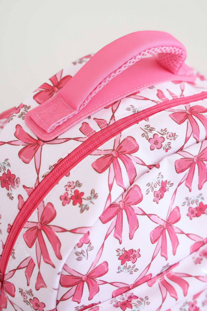 bow besties backpack for girls with hot pink top strap
