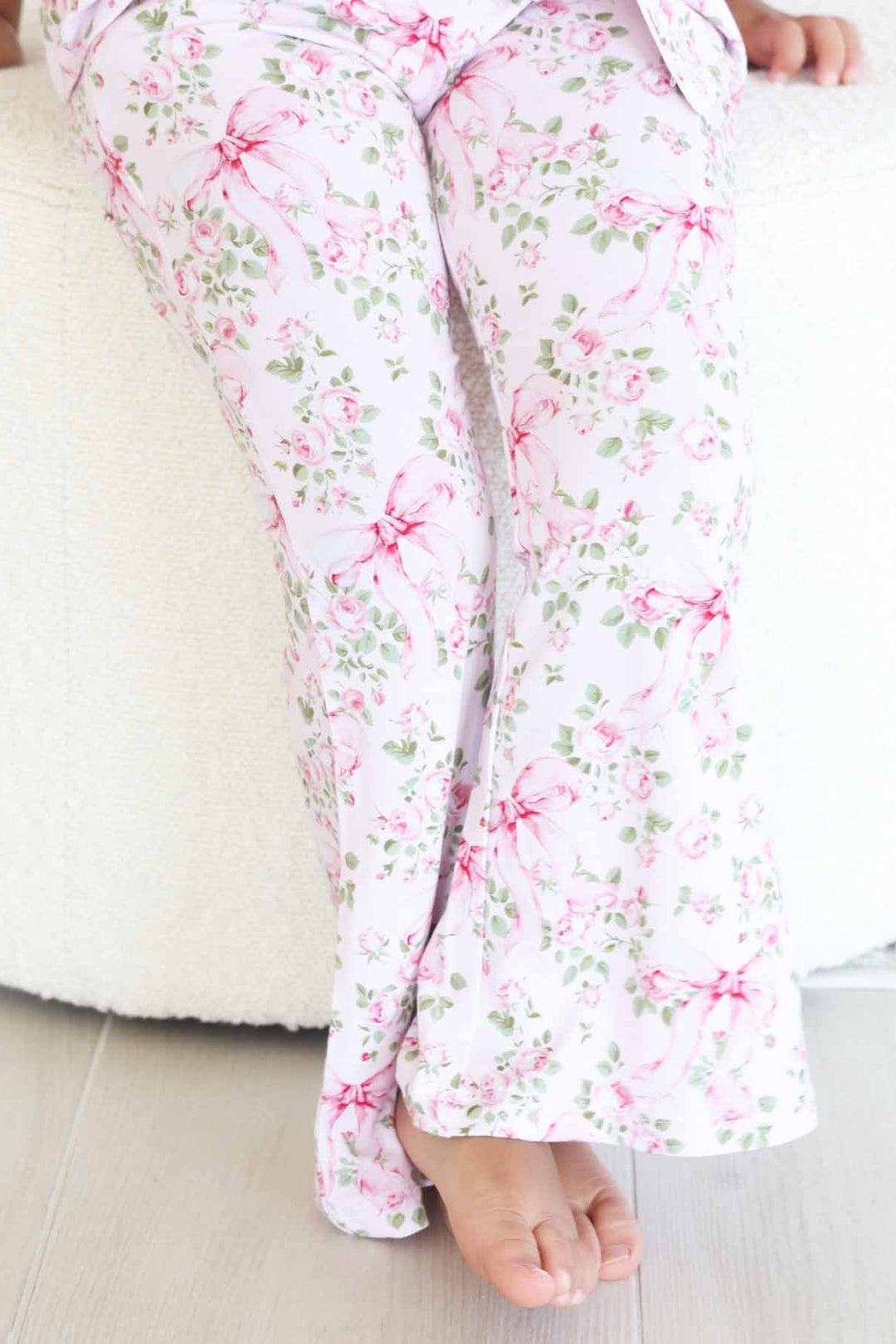 bows in bloom girls flare pant lounge set