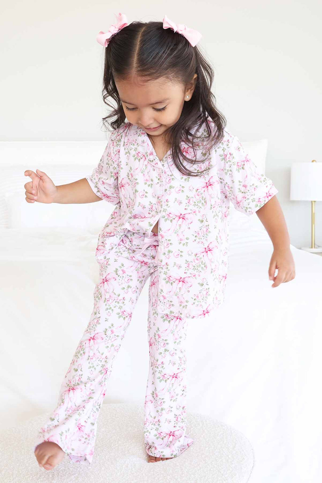 bows in blooms girl's two piece lounge set