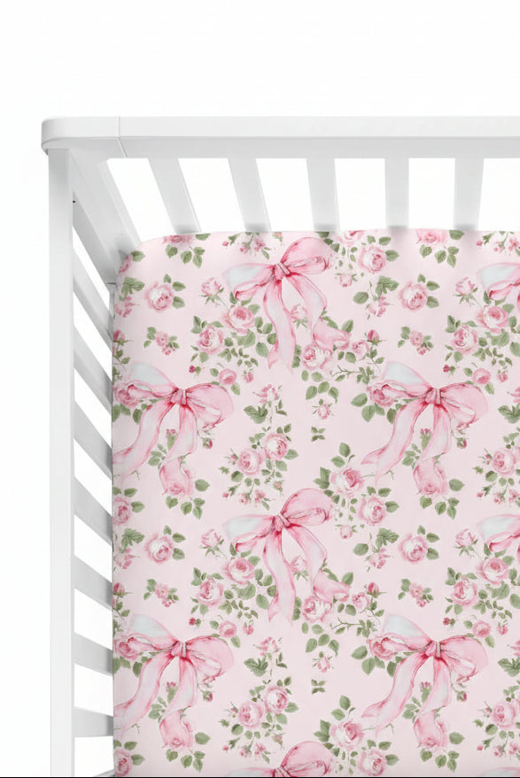 bows in bloom crib sheet