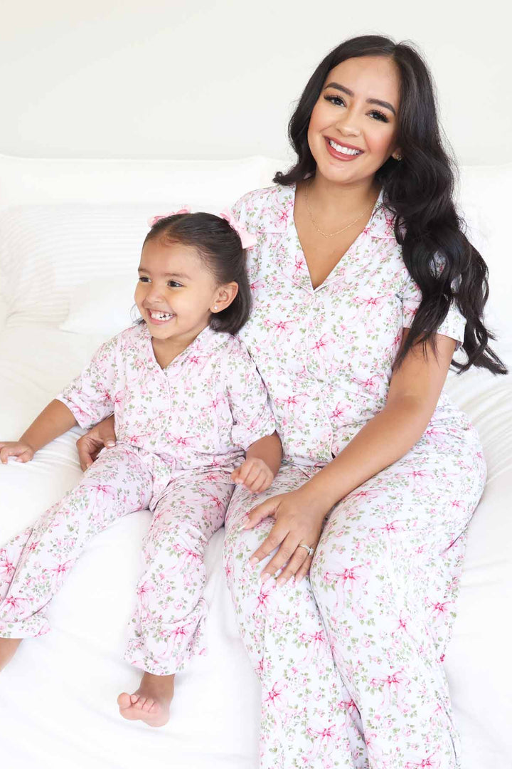 bows in bloom mommy and me matching pajama set for girls 