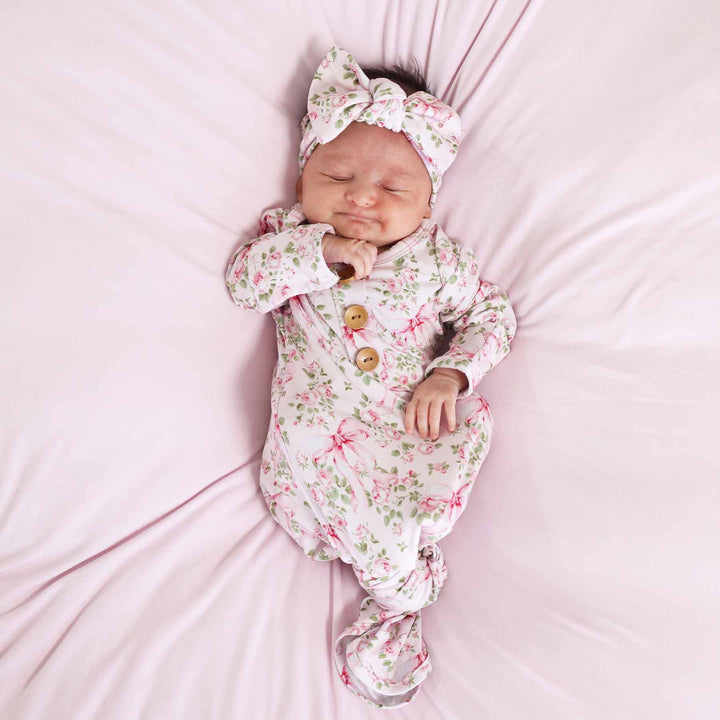 baby headwrap with bows and flowers 