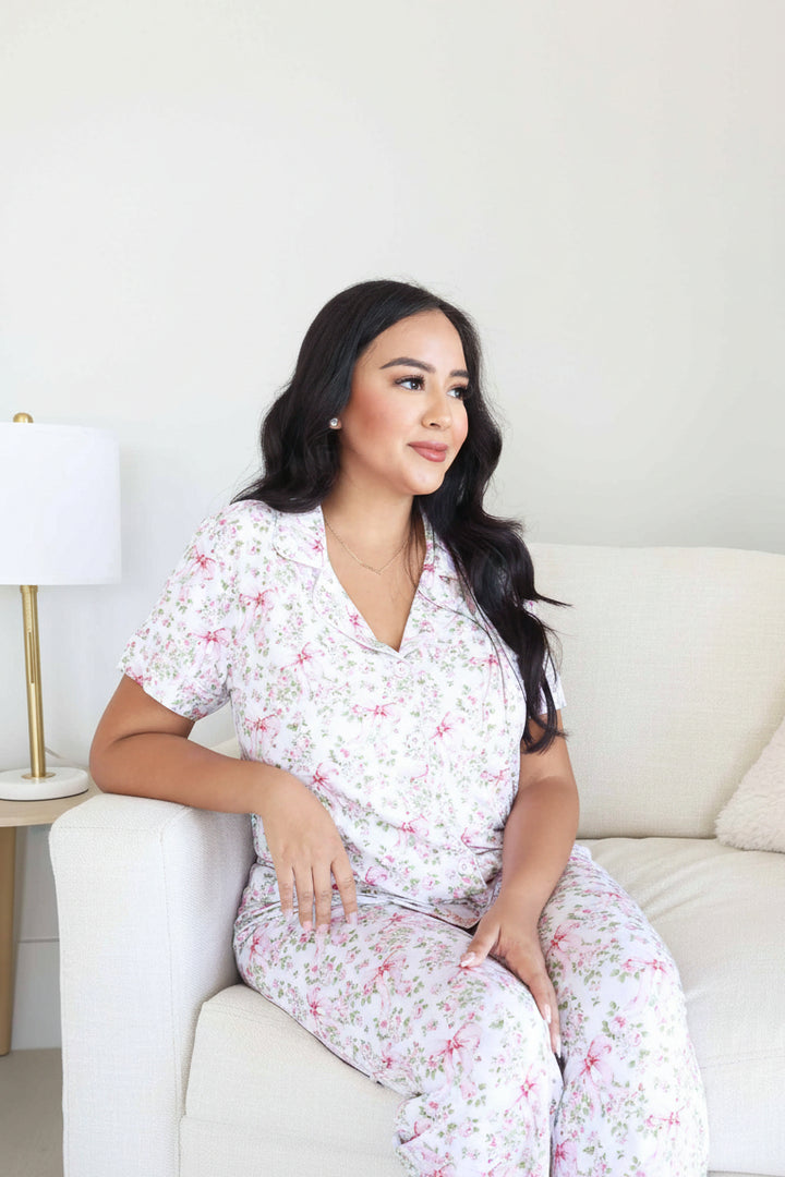 bows in bloom women's two piece lounge set 