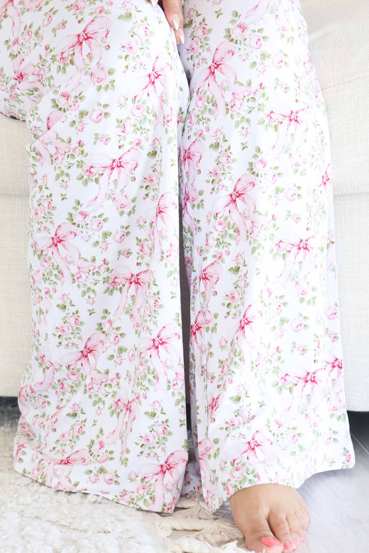 bows in bloom flare lounge pants 