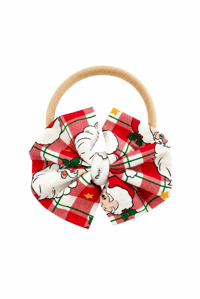Caden Lane Cozy Claus printed bow headband