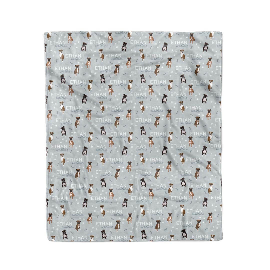 blue personalized kids blanket with boxers