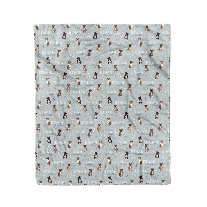 blue personalized kids blanket with boxers