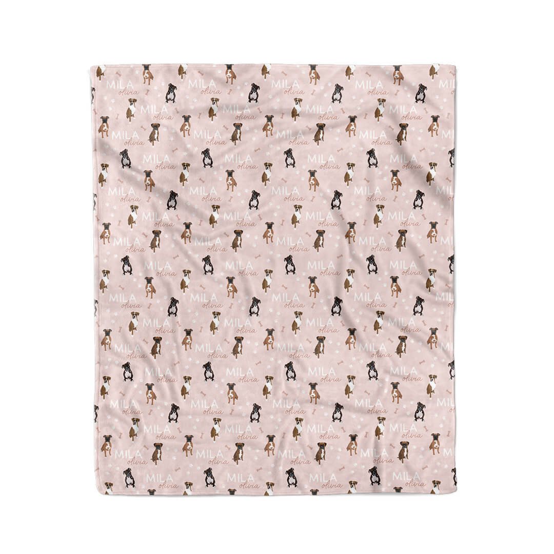 pink personalized kids blanket with boxers