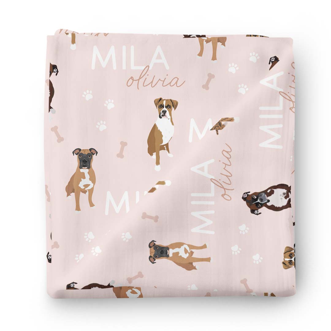 Personalized Baby Name Swaddle Blanket | Dog Breeds