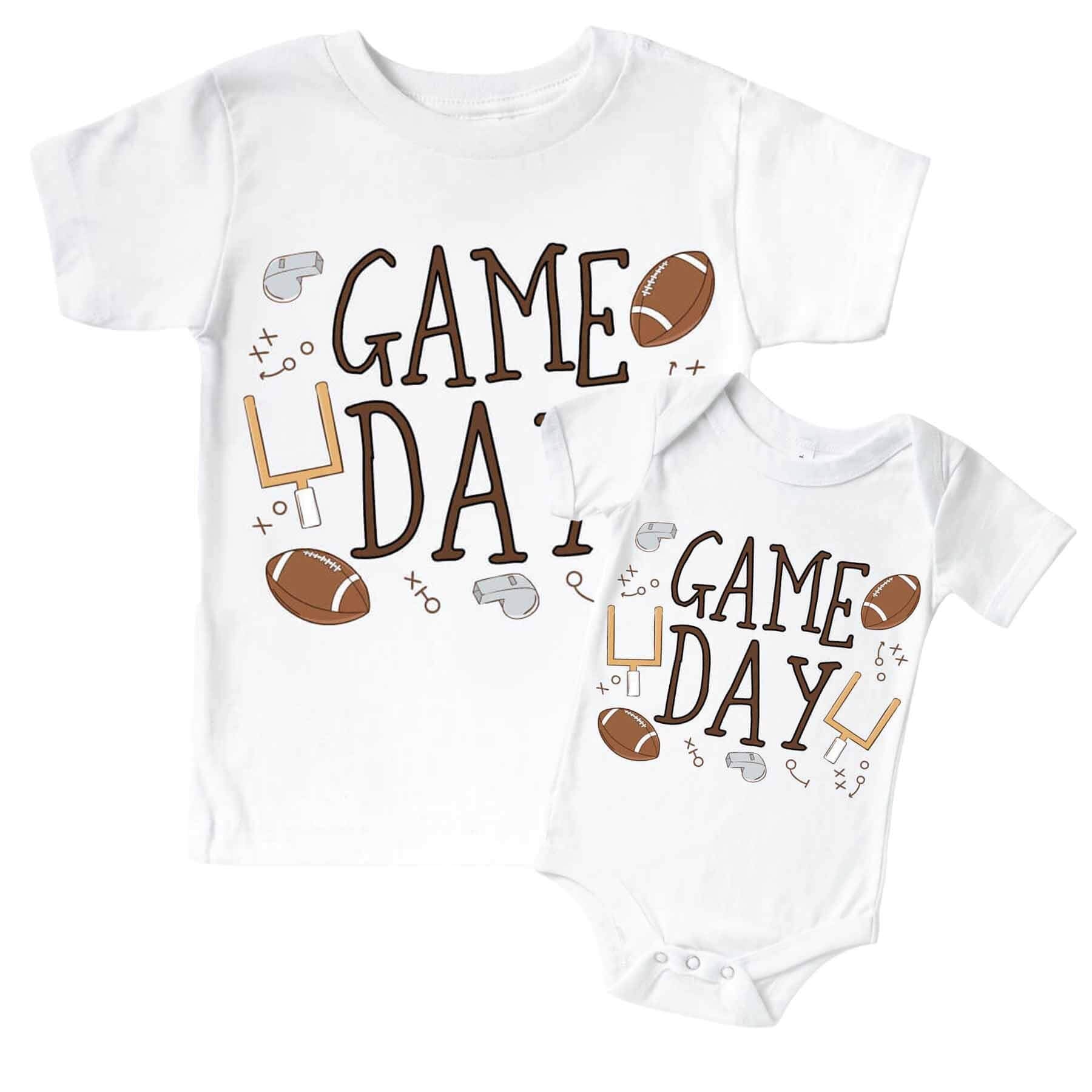 Game Day Neutral Graphic Bodysuit & Kids Tee | White