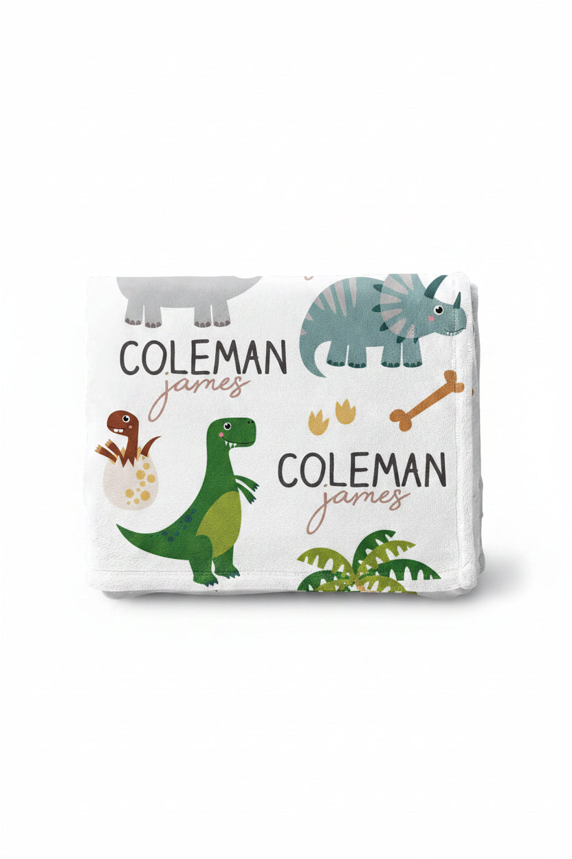 Happy Dinos Personalized Toddler Blanket | Neutral