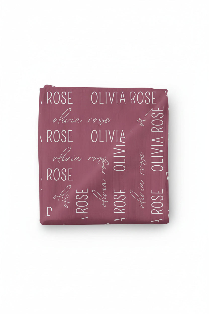Personalized Boysenberry Baby Name Swaddle Blanket
