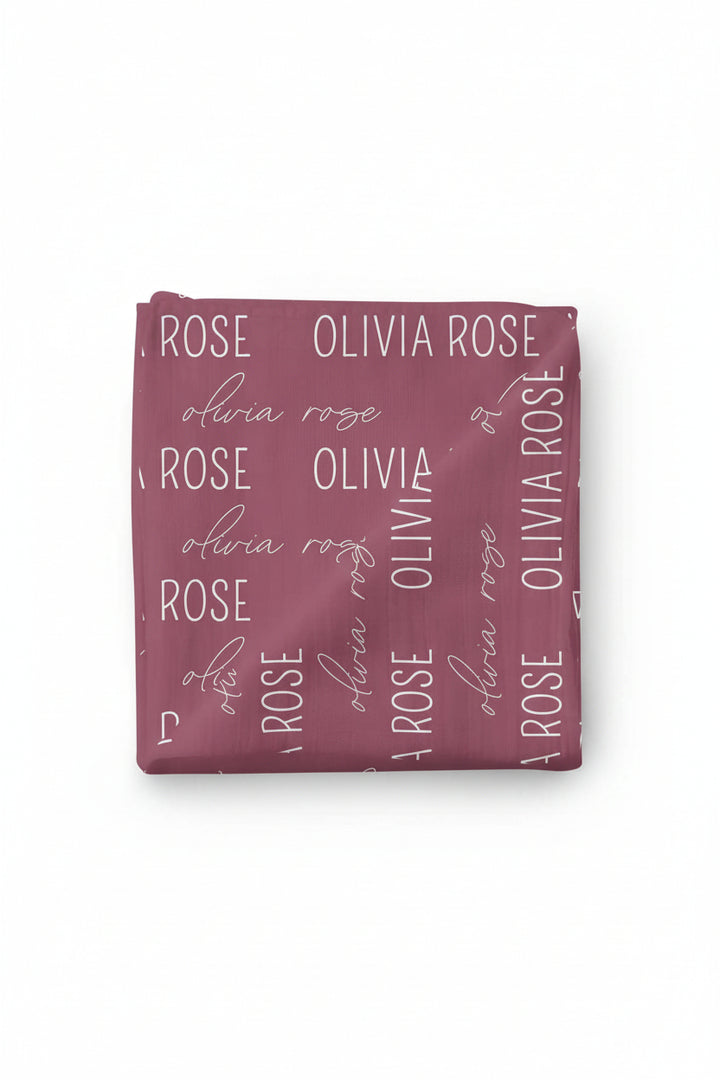 boysenberry personalized baby name swaddle blanket block and script 