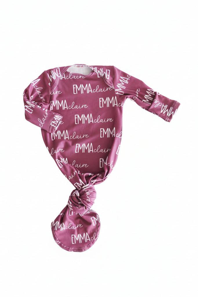 personalized boysenberry knot gown only