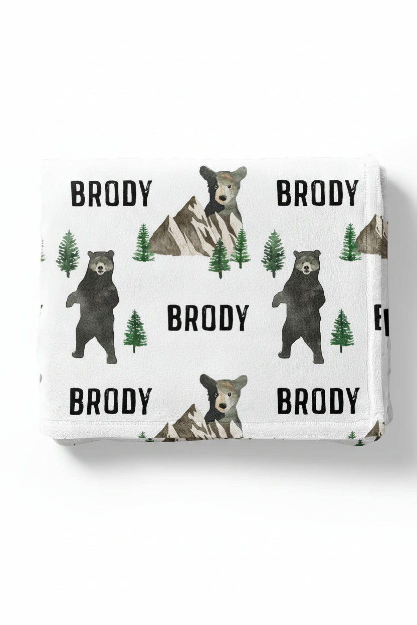 brody's bear and mountain personalized toddler blanket 