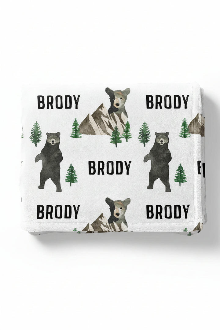 brody's bear and mountain personalized toddler blanket 