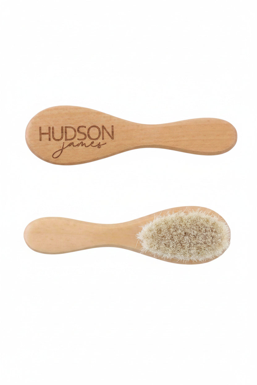 personalized wooden baby brush