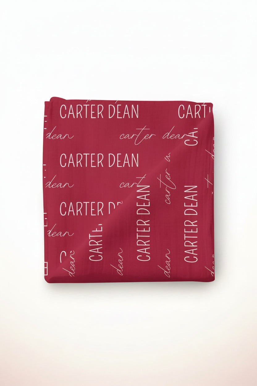 personalized red swaddle for babies 