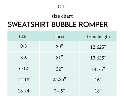 Sizing chart