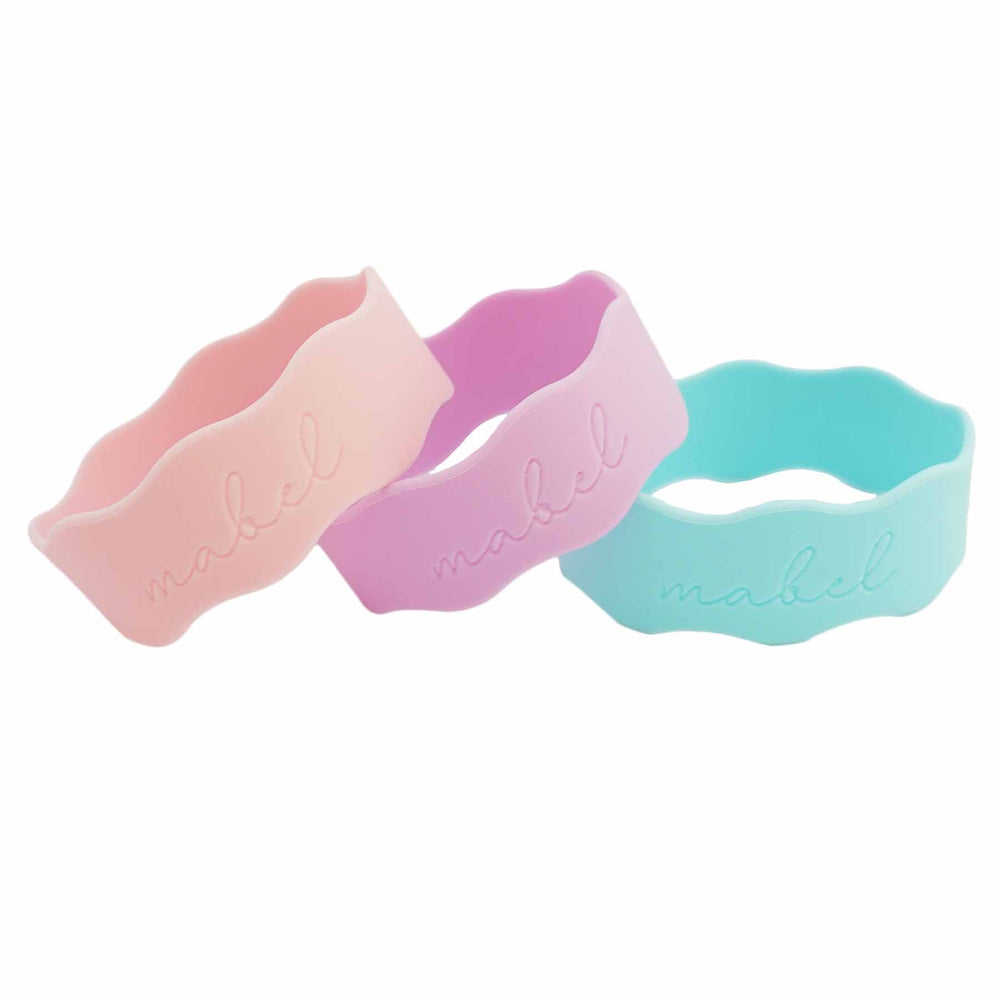 bubblegum script personalized silicone bottle labels