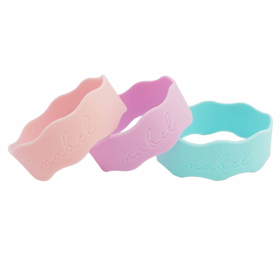 bubblegum script personalized silicone bottle labels