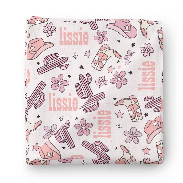 buckaroo cowgirl personalized swaddle blanket 