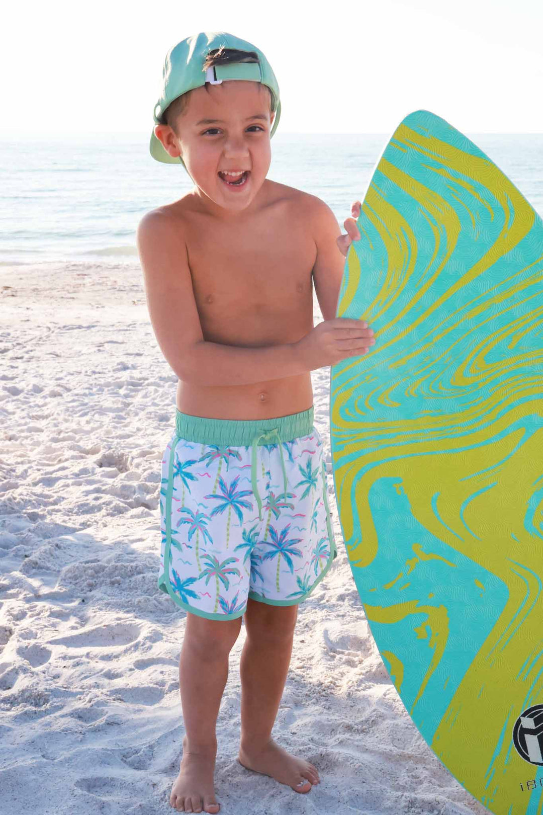 blue lagoon swim trunks for boy's with matching surf hat 