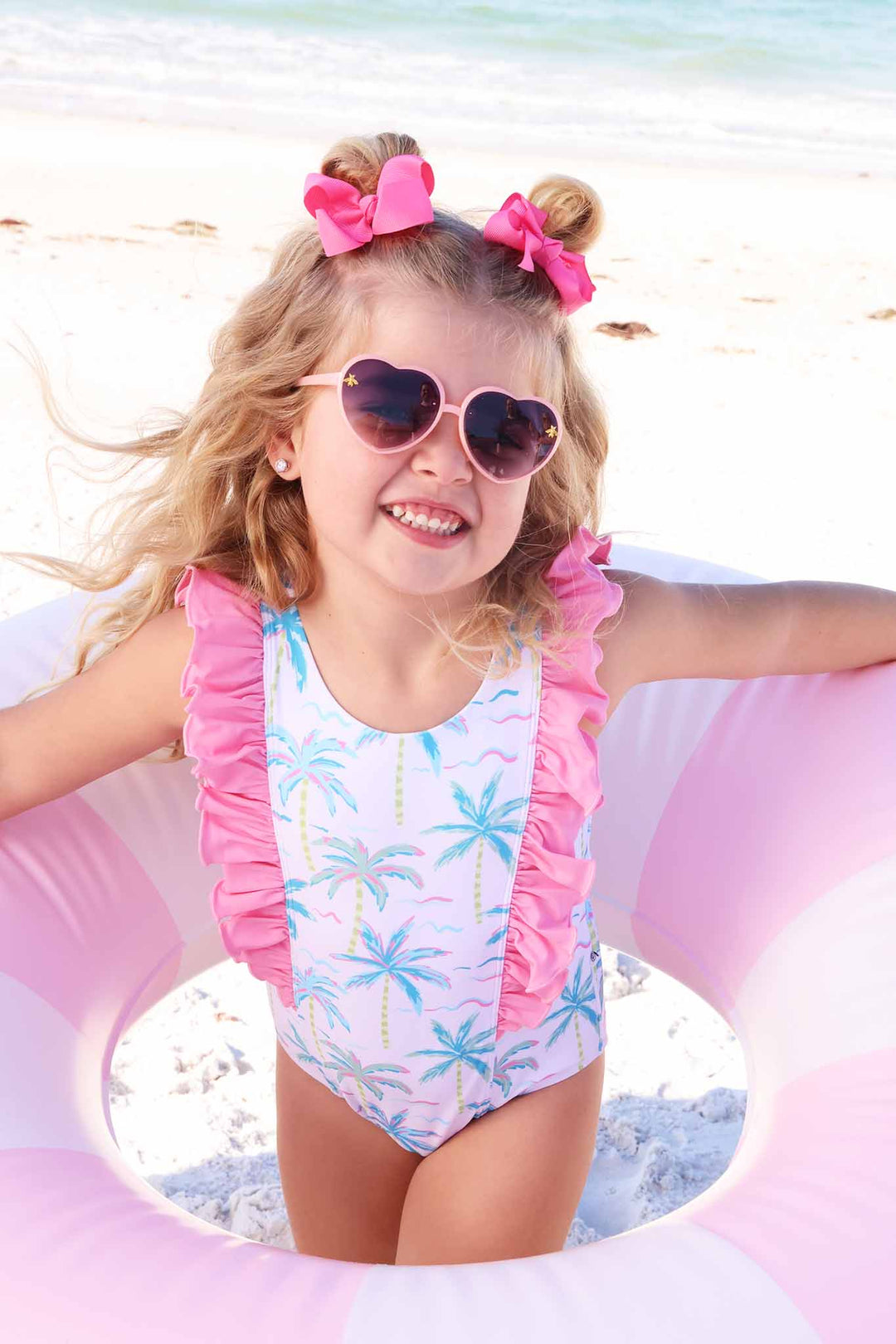 blue lagoon double ruffle one piece 