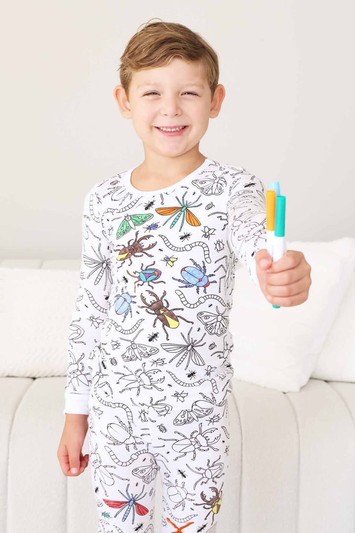 caden lane colorable pajamas for boys with bugs