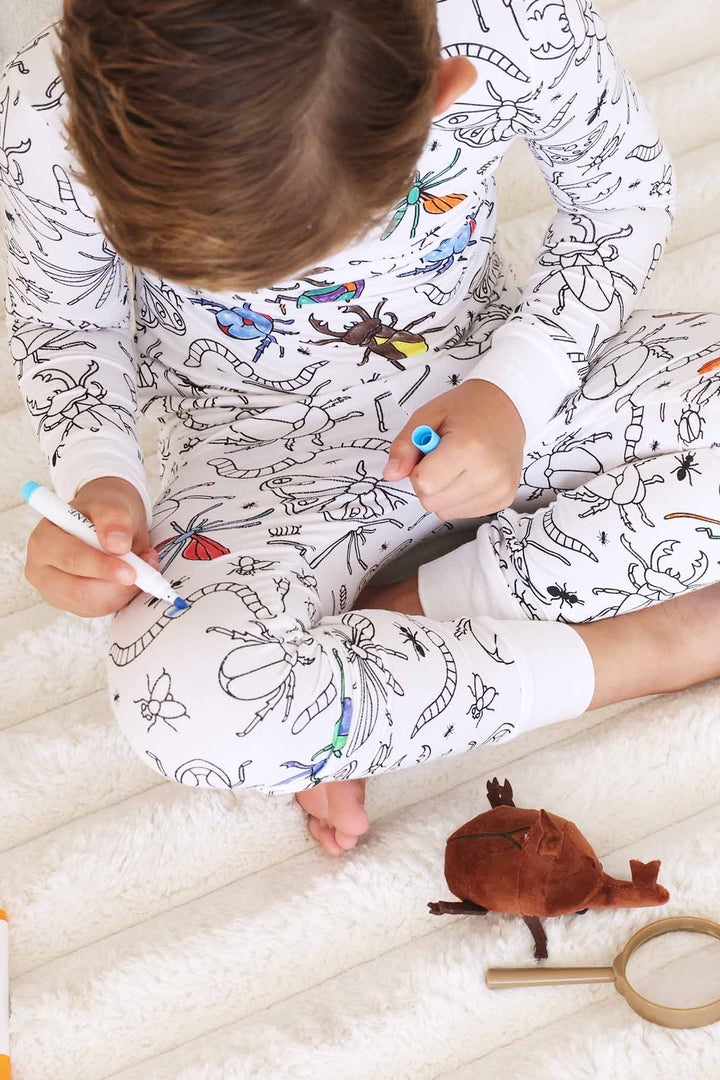 doodle bug kids colorable pajama set for boys two piece set 