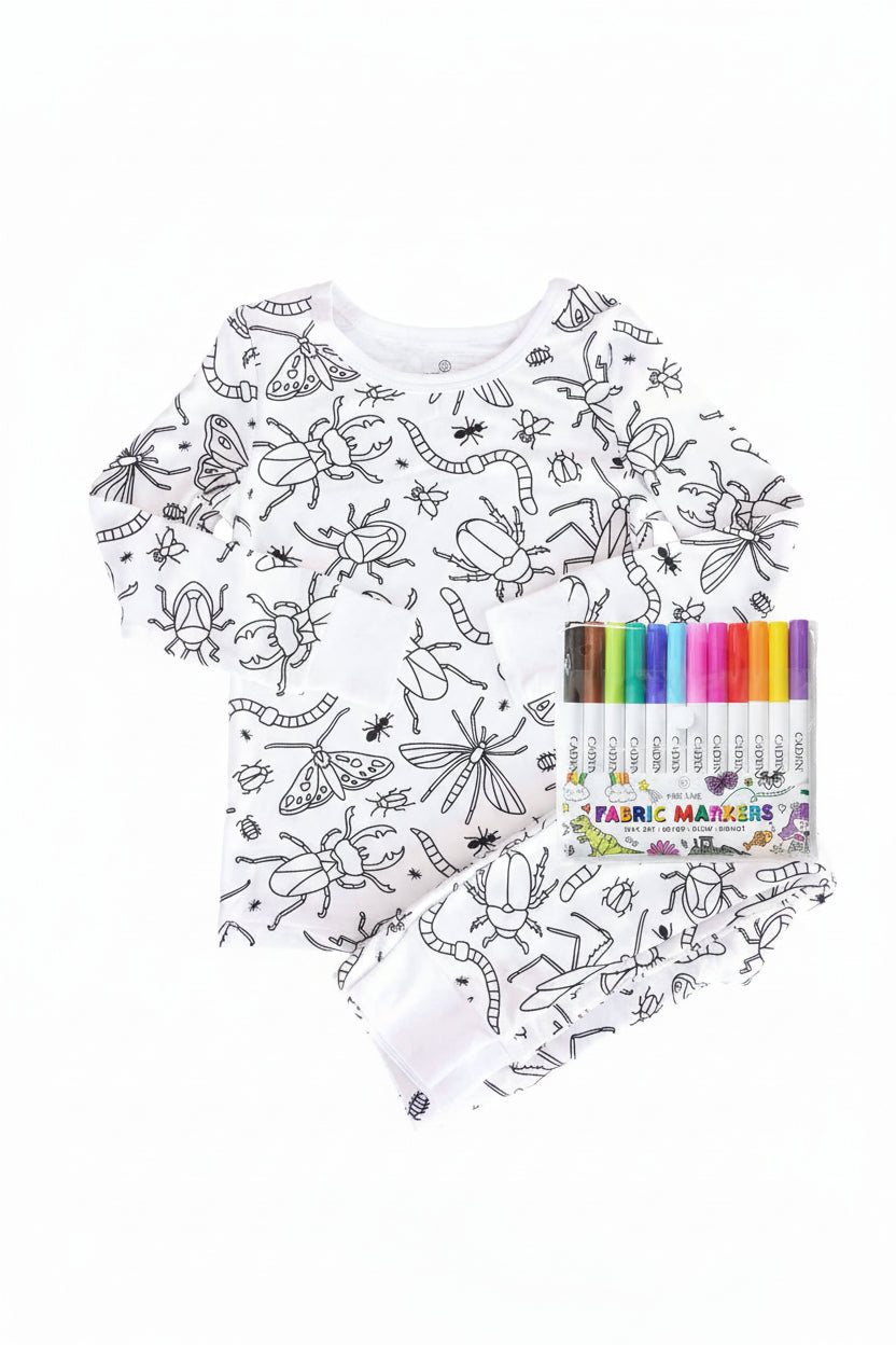 doodle bug colorable pajamas for kids 