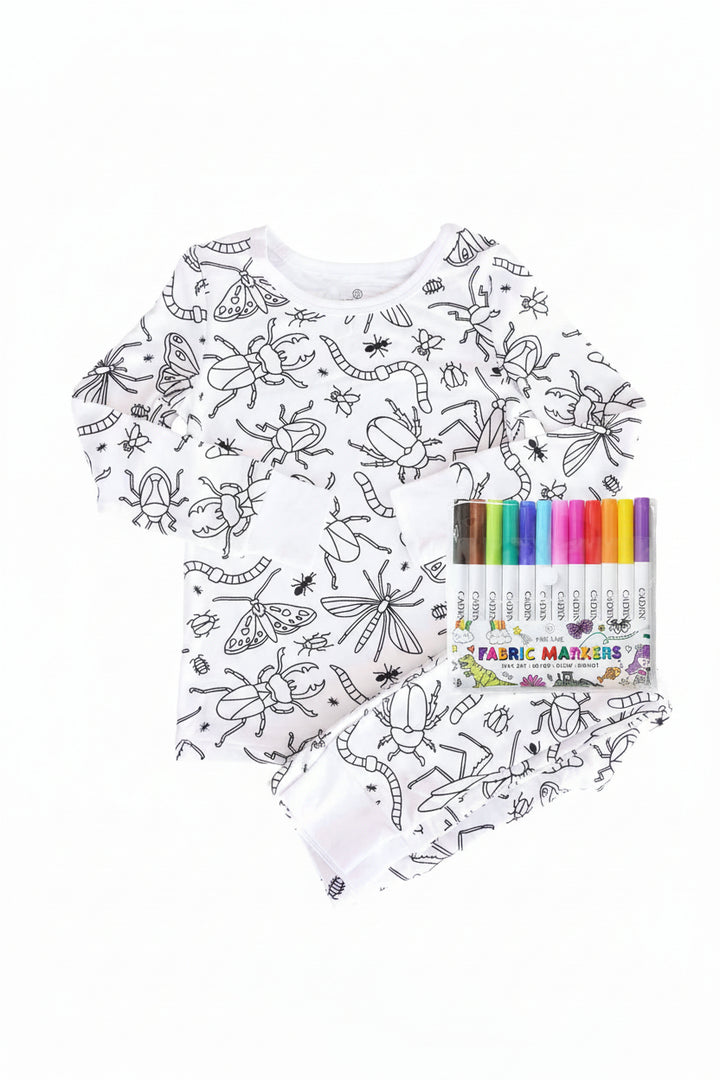 doodle bug colorable pajamas for kids 