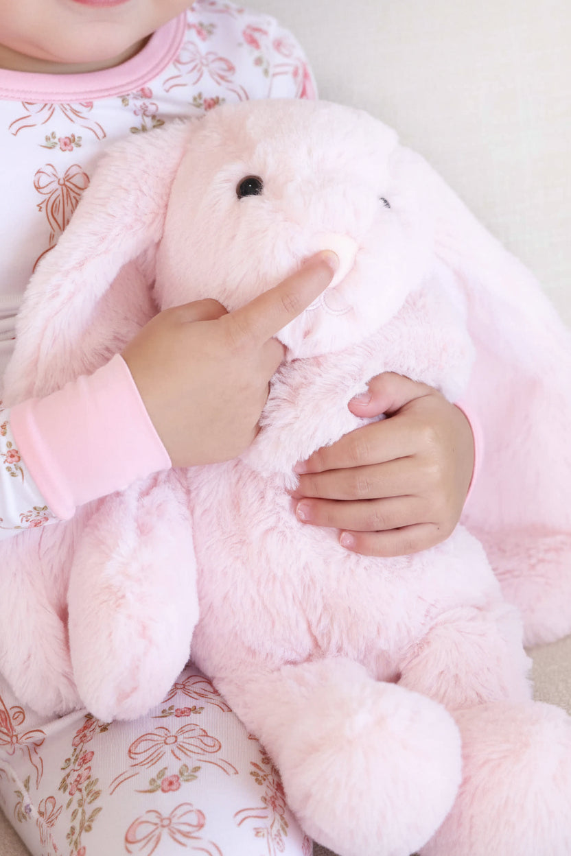 light pink stuffed animal bunny for babies, toddlers and kids 