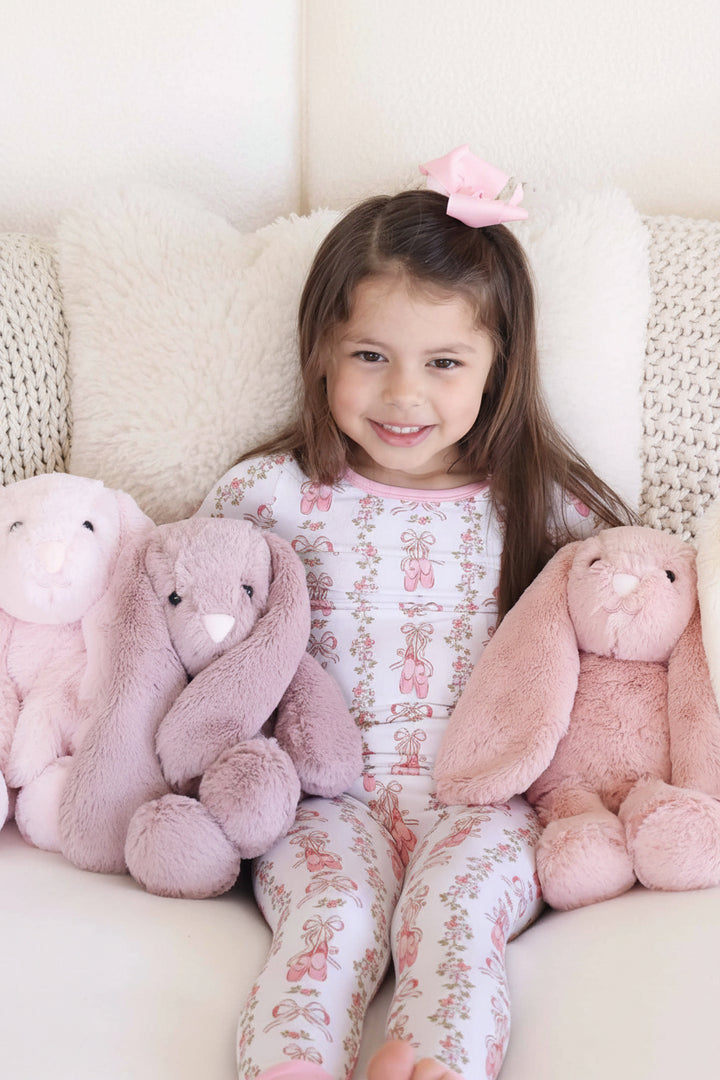 pink, purple and white long eared stuffed animal bunnies for girls 