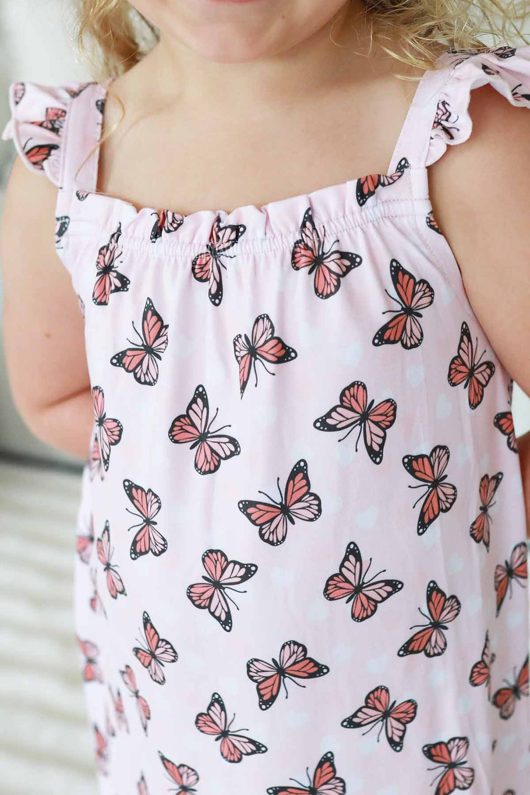 butterfly ruffle sleeve nightgown for girls 