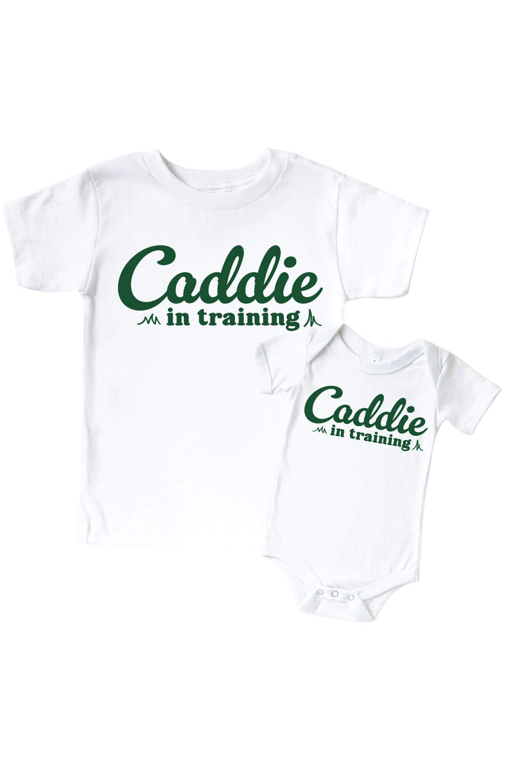 caddie in training graphic tee and bodysuit