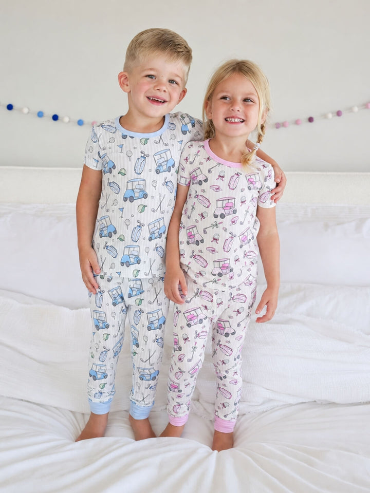 caddie crew sibling matching pajamas two piece
