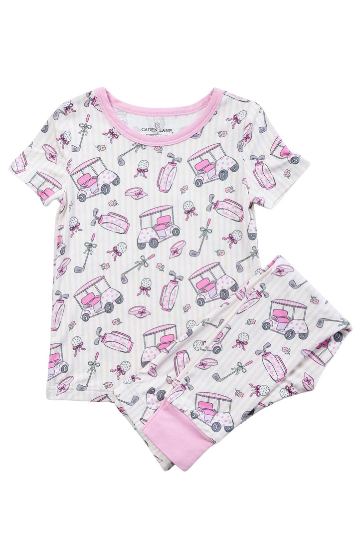 pink golf short sleeve pajama set