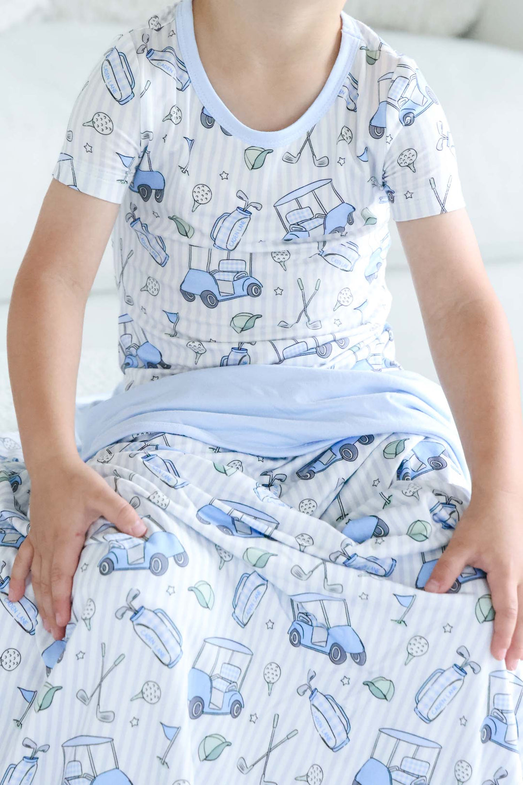 blue golf double sided bamboo blanket