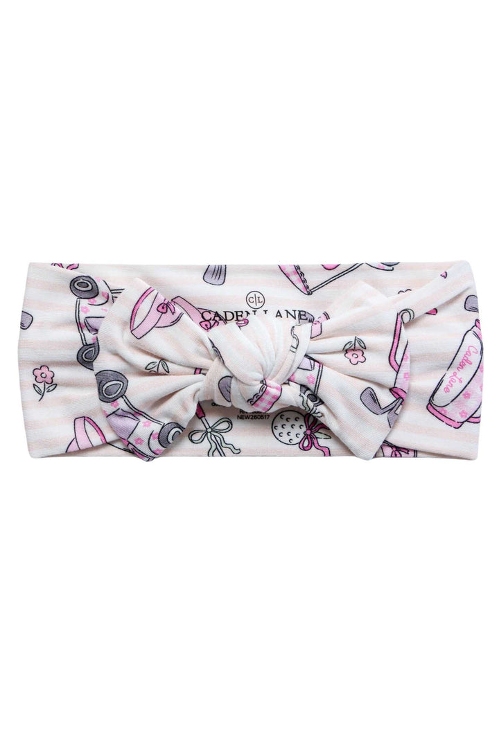 caddie crew pink knit large bow headwrap