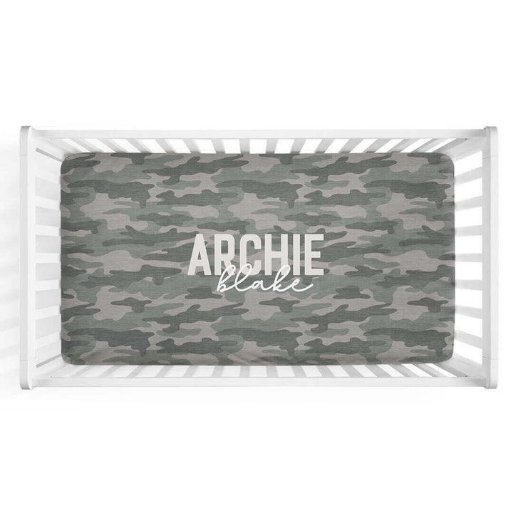 camo personalized crib sheet
